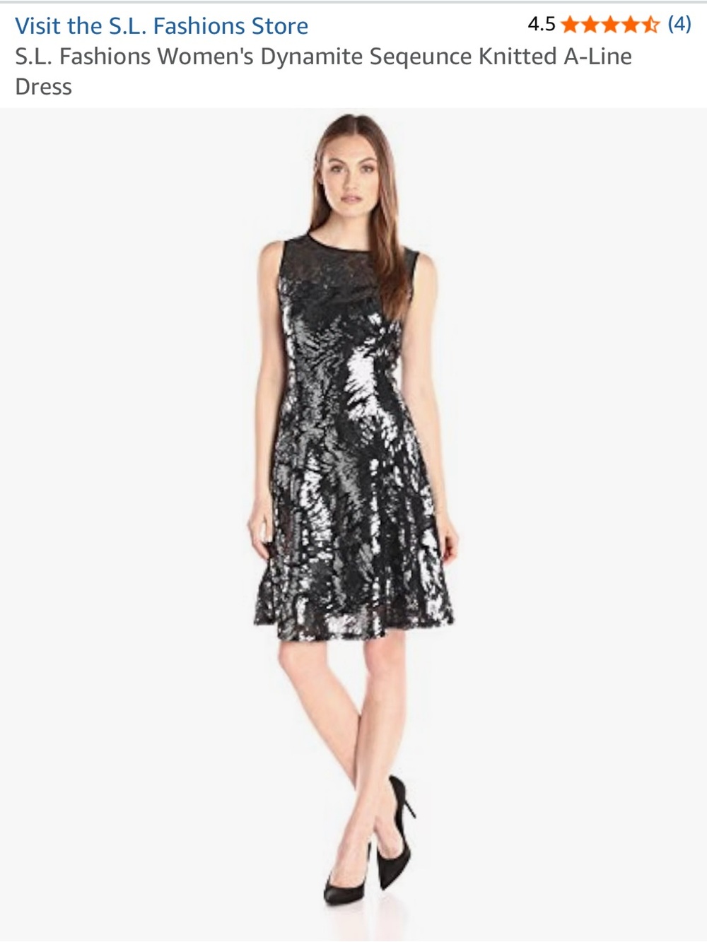 S.L. Fashions Black Sequin Sleeveless A-Line Mini Dress